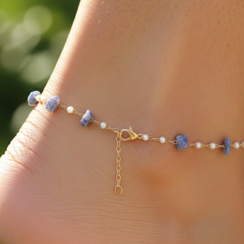 "Handmade Anklet – Elegant & Delicate Jewelry for Women | UNVRC1673 - Picture 3 of 5